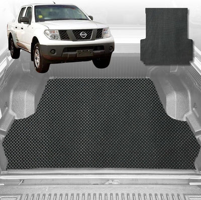 6D Diamond Ute Tub Mat for Nissan Navara (D40-RX) 2005-2015 (with Factory Plastic Tub Liner) - Black & Grey