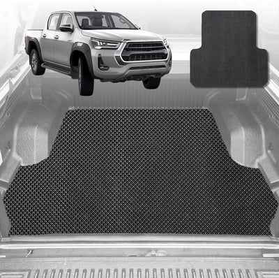 6D Diamond Ute Tub Mat for Toyota Hilux Double Cab 2015-Current (with Factory Plastic tub) - Black & Grey