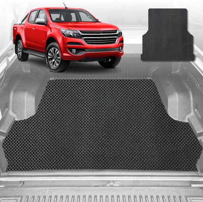 6D Diamond Ute Tub Mat for Holden Colorado Ute Dual Cab VE, VF 2012-2016 (with Factory Plastic tub) - Black & Grey