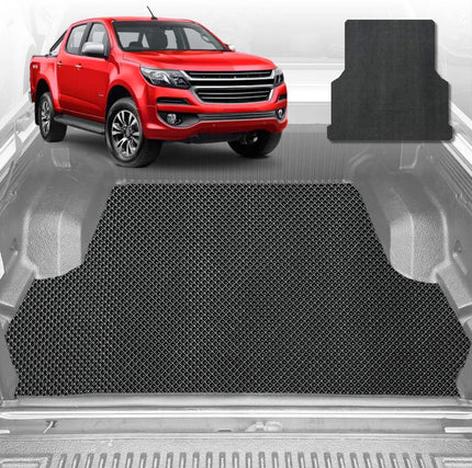 6D Diamond Ute Tub Mat for Holden Colorado Ute Dual Cab VE, VF 2012-2016 (with Factory Plastic tub) - Black & Grey