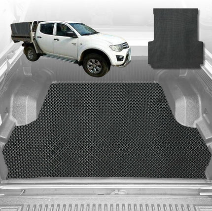 6D Diamond Ute Tub Mat for Mitsubishi Triton Double Cab (ML) 2006-2009 (with Spray On Liner or No Liner) - Black & Grey