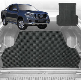 6D Diamond Ute Tub Mat for LDV T60 Max_T60 (Dual Cab) 2017-Current (With Factory Plastic Tub Liner) - Black & Grey