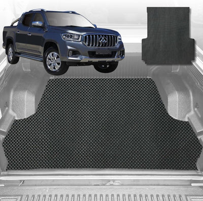 6D Diamond Ute Tub Mat for LDV T60 Max_T60 (Dual Cab) 2017-Current (With Factory Plastic Tub Liner) - Black & Grey