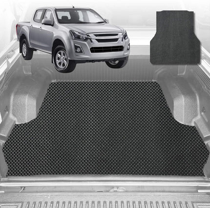 6D Diamond Ute Tub Mat for Isuzu D-Max Crew Cab RG 2020-Current - Black & Grey