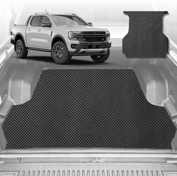 6D Diamond Ute Tub Mat for Ford Ranger (PX3 Dual Cab Ute) 2018-2022 - Black & Grey