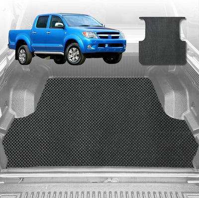 6D Diamond Ute Tub Mat for Toyota Hilux Double Cab 2005-2015 (with Spray on Liner or no Liner)  - Black & Grey