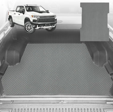 6D Diamond Ute Tub Mat for Chevrolet Silverado 1500 (GMT T1XX) 2019 - Current (6ft 10 in Bed) - Black & Grey - In 2 Pcs - 0