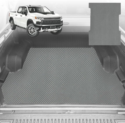 6D Diamond Ute Tub Mat for Chevrolet Silverado (GMT T1XX) 2019-Current 6ft 10in Bed Length - Black & Grey - 2 Pcs - 0