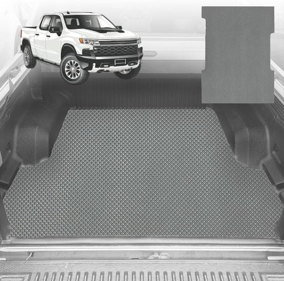 6D Diamond Ute Tub Mat for Chevrolet Silverado (GMT T1XX) 2019-Current 6ft 10in Bed Length - Black & Grey - 2 Pcs