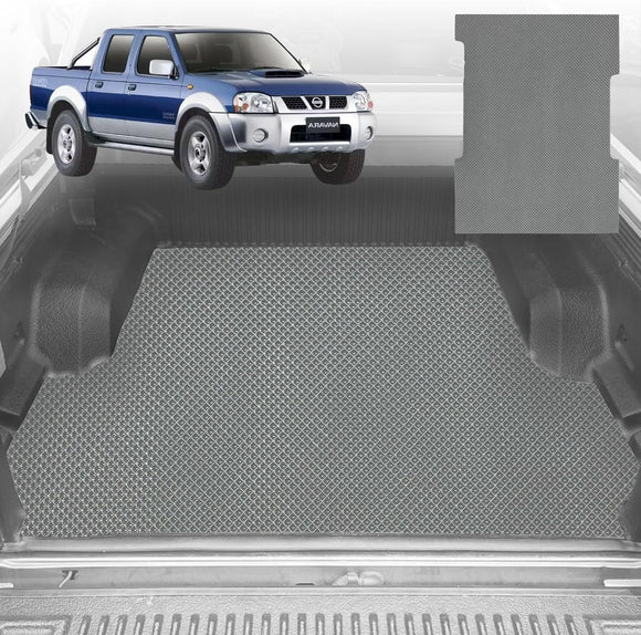 6D Diamond Ute Tub Mat for Nissan Navara Dual Cab (DX/D22 STR) 1997-2018 D22 - Custom Fit - Black & Grey