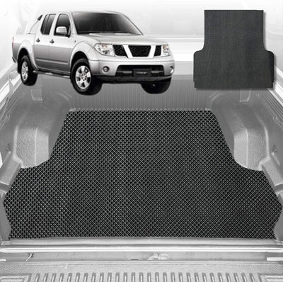 6D Diamond Ute Tub Mat for Nissan Navara Dual Cab (D40 ST/STX) 2005-2014 (with Spray on Liner or no Liner) - Black & Grey
