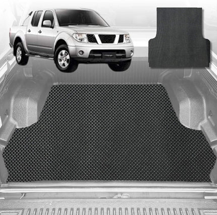 6D Diamond Ute Tub Mat for Nissan Navara Dual Cab (D40 ST/STX) 2005-2014 (with Spray on Liner or no Liner) - Black & Grey