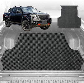 6D Diamond Ute Tub Mat for Nissan Navara Dual Cab Pro-4X 2022-Current (with Factory Plastic tub Liner) - Black & Grey