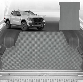 6D Diamond Ute Tub Mat for Ford Ranger (PX3 Dual Cab Ute) 2018-2022 - Black & Grey - 0