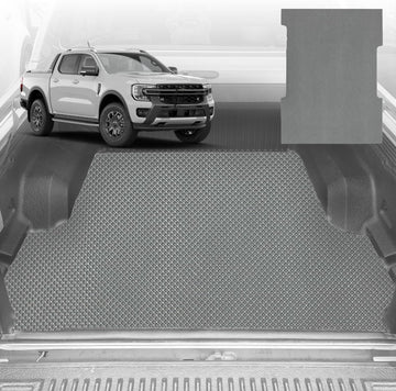 6D Diamond Ute Tub Mat for Ford Ranger (PX3 Dual Cab Ute) 2018-2022 - Black & Grey - 0