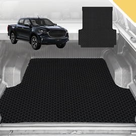 6D Pro Ute Tub Mat for Mazda BT-50 Dual Cab (TF) 2020-Current (With spray on Liner or no Liner) - Black - Full Set