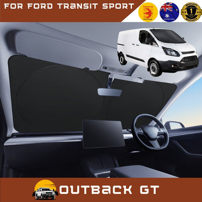 Front Windscreen Sun Shade for Ford Transit Sport 2014 - Current - XL 160 x 100 cm - Black