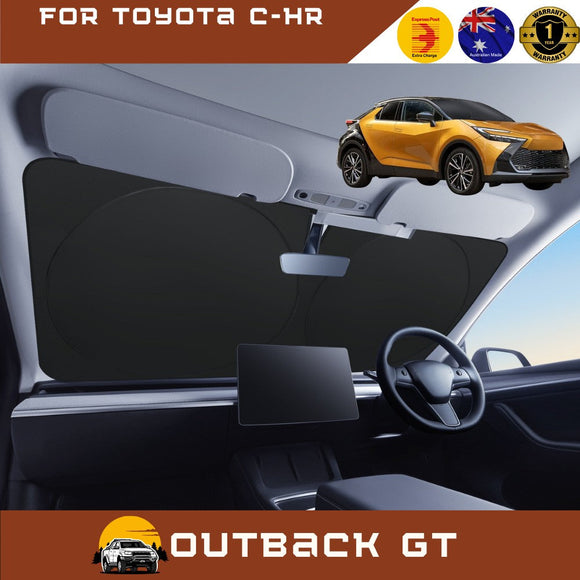 Front Windscreen Sun Shade for Toyota C-HR 2024 - Current Koba - Standard 150 x 85 cm - Black