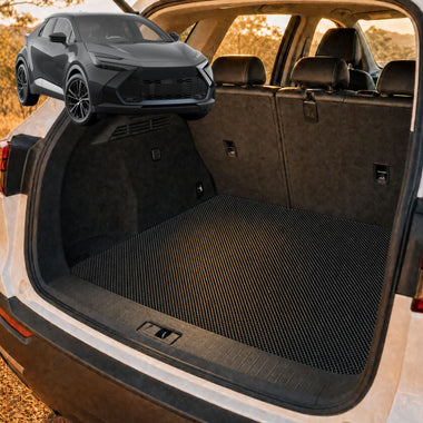 6D Diamond Car Boot Cargo Mat for Toyota C-HR 2024 - Current Koba - Heavy Duty Carpet Liner - All-Weather Resistance - Easy to use - Odorless Material - Black & Grey