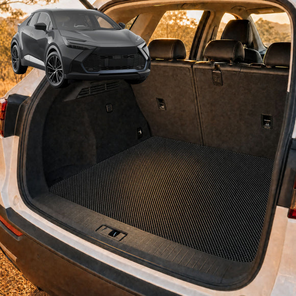 6D Diamond Car Boot Cargo Mat for Toyota C-HR 2024 - Current Koba - Heavy Duty Carpet Liner - All-Weather Resistance - Easy to use - Odorless Material - Black & Grey