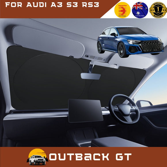 Front Windscreen Sun Shade for Audi A3 S3 RS3 2020 - Current (8Y) - Standard 150 x 85 cm - Black