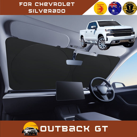 Front Windscreen Sun Shade for Chevrolet Silverado 2019 - Current (GMT T1XX) - Standard 150 x 85 cm - Black