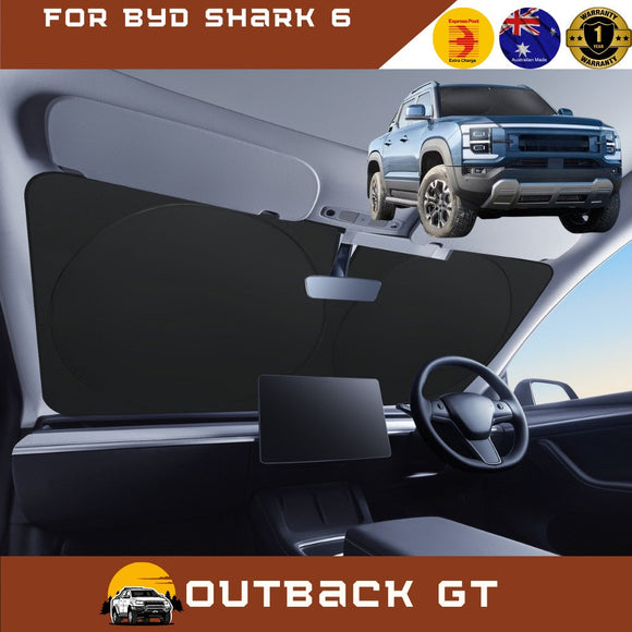 Front Windscreen Sun Shade for BYD Shark 6 2024 - Current - Standard 150 x 85 cm - Black