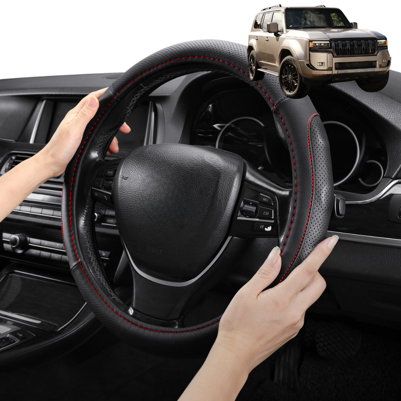 Steering Wheel Cover Pro Extra Layer for Toyota Landcruiser Prado 2024 - Current (GX, GXL, VX, Altitude, Kakadu) - Breathable & Anti-Slip - Circle 38 cm