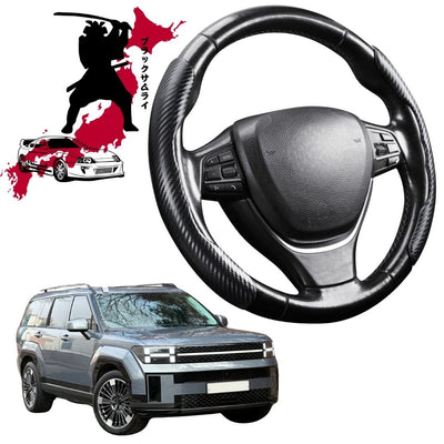 Black Samurai Segmented Steering Wheel Cover for Hyundai Santa Fe Hybrid 2024 - Current (6 Seater)