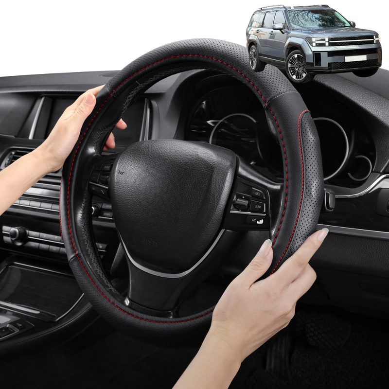 Steering Wheel Cover Pro Extra Layer for Hyundai Santa Fe Hybrid 2024 - Current (6 Seater) - Breathable & Anti-Slip - Circle 38 cm