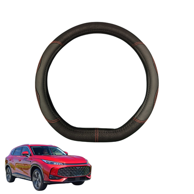 Steering Wheel Cover for MG HS 2024 - Current  - Black Microfiber Leather - D-Shape 38 cm