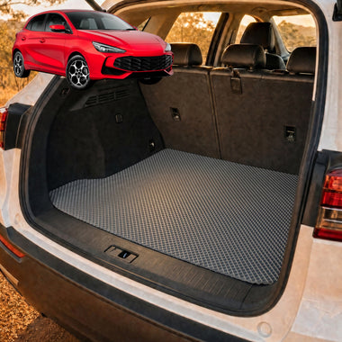 6D Diamond Car Boot Cargo Mat for MG 3 2024 - Current (Hybrid+) - Heavy Duty Carpet Liner - All-Weather Resistance - Easy to use - Odorless Material - Black & Grey - 0