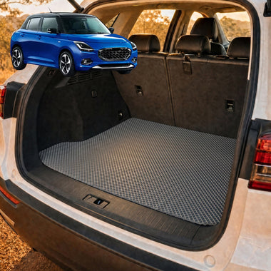 6D Diamond Car Boot Cargo Mat for Suzuki Swift 2024 - Current (Hybrid) - Heavy Duty Carpet Liner - All-Weather Resistance - Easy to use - Odorless Material - Black & Grey - 0