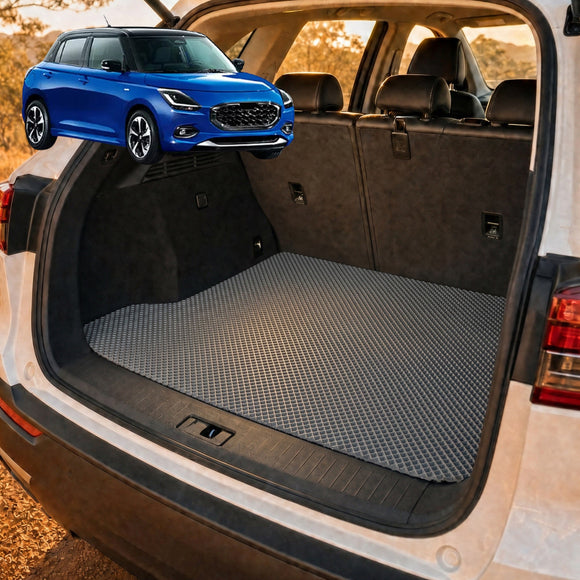 6D Diamond Car Boot Cargo Mat for Suzuki Swift 2024 - Current (Hybrid) - Heavy Duty Carpet Liner - All-Weather Resistance - Easy to use - Odorless Material - Black & Grey
