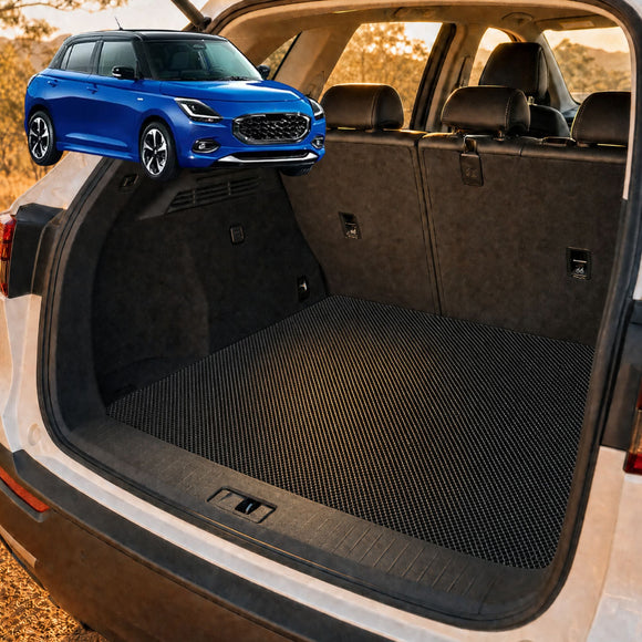 6D Diamond Car Boot Cargo Mat for Suzuki Swift 2024 - Current (Hybrid) - Heavy Duty Carpet Liner - All-Weather Resistance - Easy to use - Odorless Material - Black & Grey
