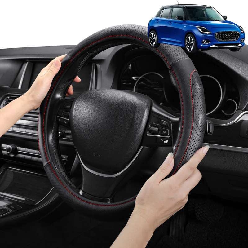 Steering Wheel Cover Pro Extra Layer for Suzuki Swift 2024 - Current (Hybrid) - Breathable & Anti-Slip - D-Shape 38 cm