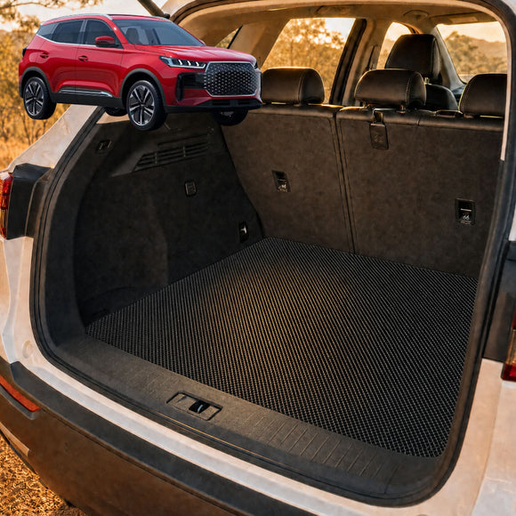 6D Diamond Car Boot Cargo Mat for Chery Tiggo 4 Pro 2024 - Current - Heavy Duty Carpet Liner - All-Weather Resistance - Easy to use - Odorless Material - Black & Grey