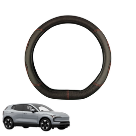 Steering Wheel Cover for Volvo EX30 2025 - Current  - Black Microfiber Leather - D-Shape 38 cm