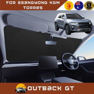 Front Windscreen Sun Shade for SsangYong KGM Torres 2025 - Current - XL 160 x 100 cm - Black
