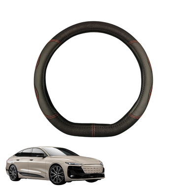 Steering Wheel Cover for Audi e-tron 2025 - Current  - Black Microfiber Leather - D-Shape | Double D 38 cm