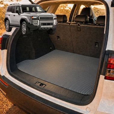 6D Diamond Car Boot Cargo Mat for Toyota Prado 2024 - Current (J250) - Heavy Duty Carpet Liner - All-Weather Resistance - Easy to use - Odorless Material - Black & Grey - 0