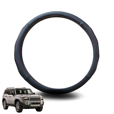 Steering Wheel Cover for Toyota Prado 2024 - Current (J250) - Black Microfiber Leather - Circle 38 cm