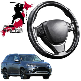 Black Samurai Segmented Steering Wheel Cover for Mitsubishi Outlander P-HEV 2013 - 2020