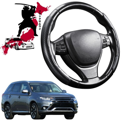 Black Samurai Segmented Steering Wheel Cover for Mitsubishi Outlander P-HEV 2013 - 2020