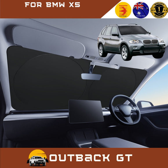Front Windscreen Sun Shade for BMW X5 2007 - 2013 (E70) - Standard 150 x 85 cm - Black