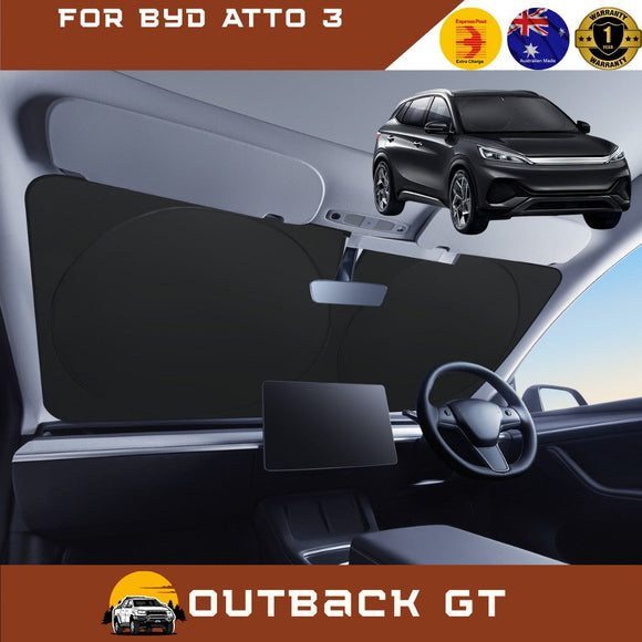 Front Windscreen Sun Shade for BYD Atto 3 2022 - Current - Standard 150 x 85 cm - Black