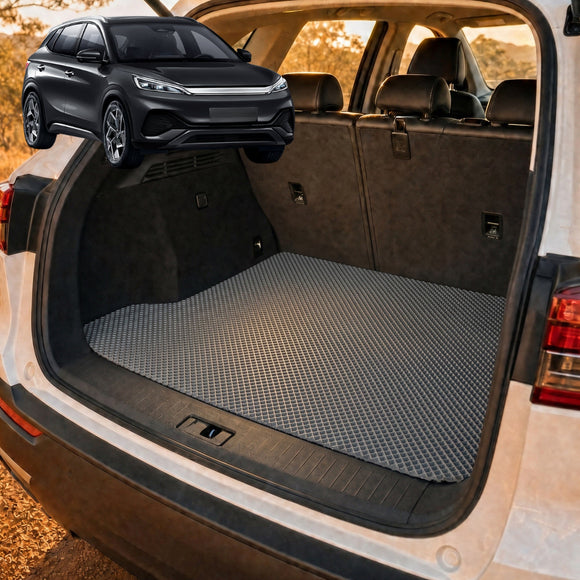 6D Diamond Car Boot Cargo Mat for BYD Atto 3 2022 - Current - Heavy Duty Carpet Liner - All-Weather Resistance - Easy to use - Odorless Material - Black & Grey