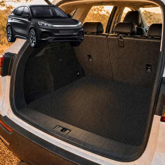 6D Diamond Car Boot Cargo Mat for BYD Atto 3 2022 - Current - Heavy Duty Carpet Liner - All-Weather Resistance - Easy to use - Odorless Material - Black & Grey