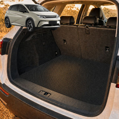 6D Diamond Car Boot Cargo Mat for BYD Dolphin 2023 - Current (Dynamic,Premium) - Heavy Duty Carpet Liner - All-Weather Resistance - Easy to use - Odorless Material - Black & Grey