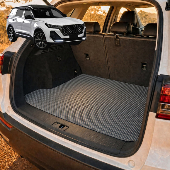 6D Diamond Car Boot Cargo Mat for Chery Tiggo 7 Pro 2023 - Current (T32) Elite, Urban, Ultimate - Heavy Duty Carpet Liner - All-Weather Resistance - Easy to use - Odorless Material - Black & Grey